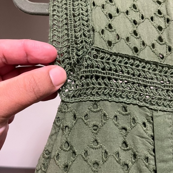 Gap Women's Size Small Green Eyelet Shift Pattern Dress With Pockets - Picture 9 of 12